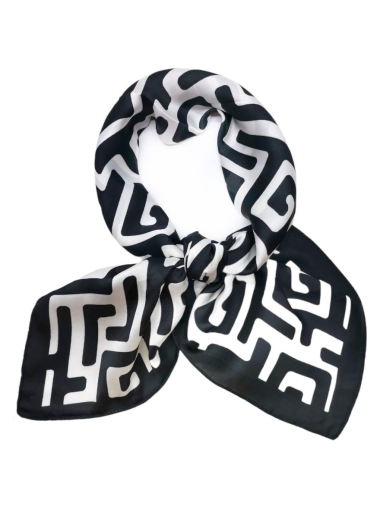 Wholesaler Best Angel-Fashion Kingdom - Small square silk-touch scarf with geometric pattern