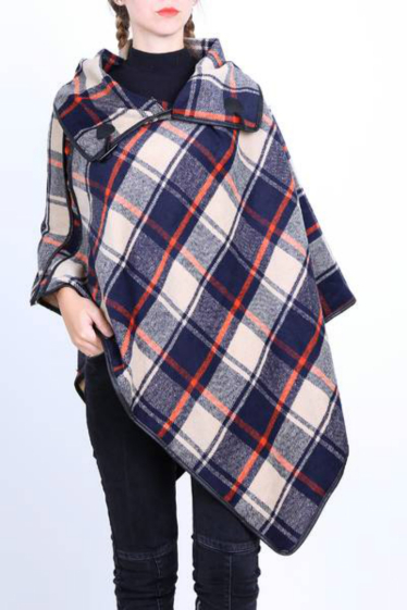 Wholesaler Best Angel-Fashion Kingdom - Women's plaid poncho with collar
