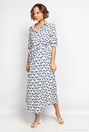Wholesaler BEST LIVE - Long abstract print shirt dress