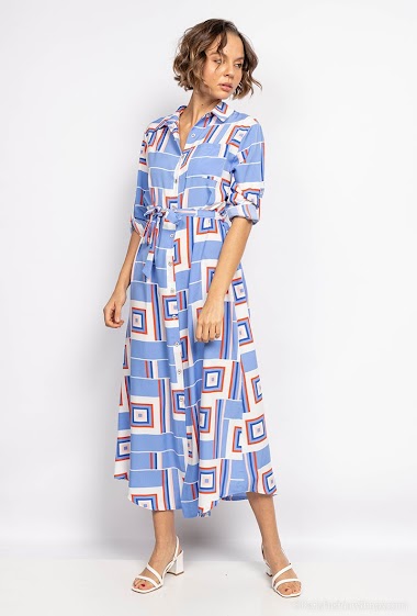 Wholesaler BEST LIVE - Long geometric print shirt dress
