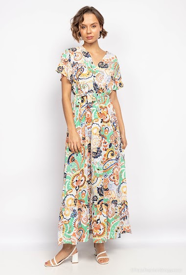Wholesaler BEST LIVE - Long abstract print wrap dress