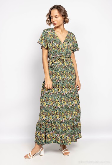 Wholesaler BEST LIVE - Long floral print wrap dress