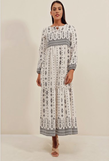 Großhändler BIGDART - Langes, weiß bedrucktes Kleid
