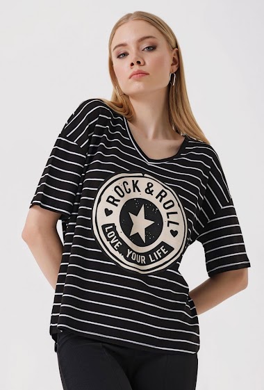 Grossiste BIGDART - T-shirt avec écriture Rock Roll