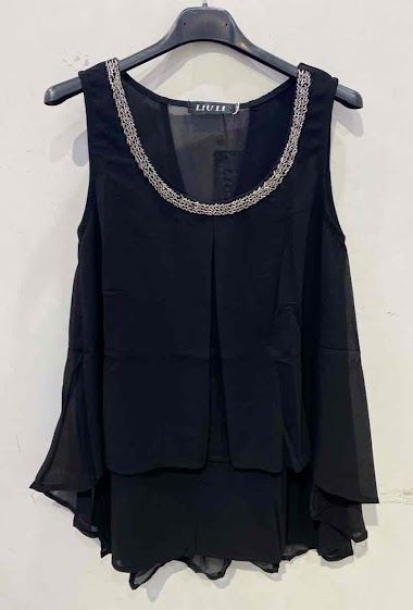 Wholesaler Big Liuli - Sleeveless blouse with embellished collar
