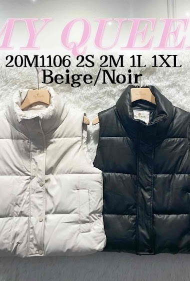 Wholesaler Big Liuli - Short sleeveless faux leather down jacket