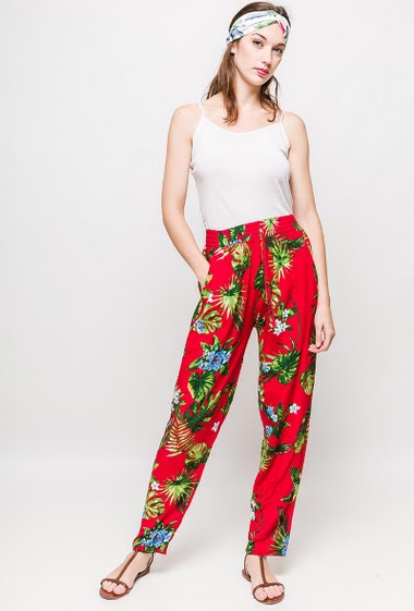 Großhändler Big Liuli - Relaxed trousers with tropical print