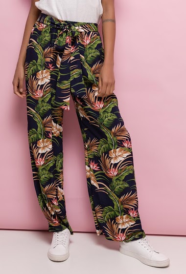 Buy WIDE TROPICAL-LEAF PRINT TROUSERS for Women Online in India