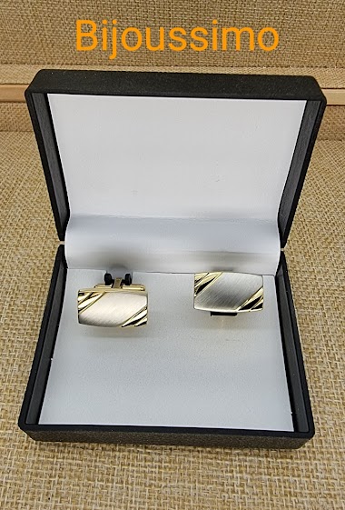 Wholesaler Bijoussimo - Silver and gold cufflink with box