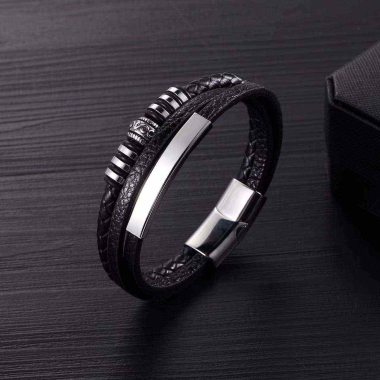 Wholesaler Bijoussimo - Leather and steel bracelet