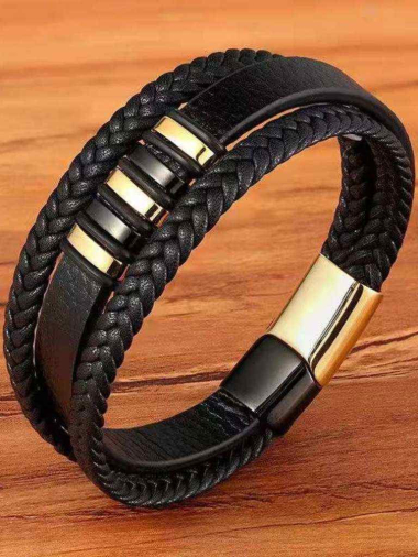 Grossiste Bijoussimo - bracelet  cuir et acier