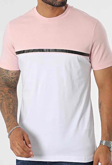 Grossiste Black Industry - T-Shirt Bi Colore Blanc Rose Black Industry