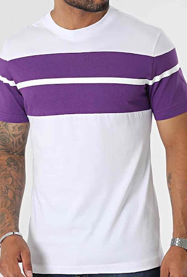 Grossiste Black Industry - T-Shirt Bi Colore Blanc Violet Black Industry