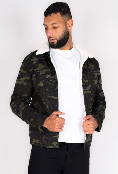 Wholesaler Black Industry - Men's Camouflage Denim Jacket Black Industry