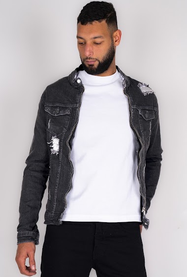 Wholesaler Black Industry - Men's gray denim jackets Black Industry