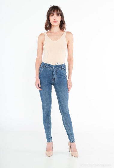 Wholesaler BLEUET DE PARIS - Skinny jeans with lace-up waist