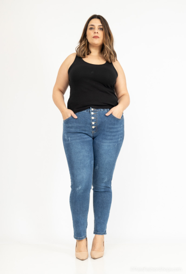Wholesaler BLEUET DE PARIS - High waisted skinny jeans with multiple buttons