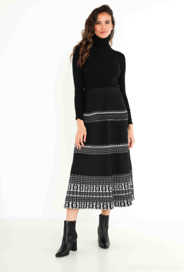 Wholesaler BLEUET DE PARIS - Long pleated skirt with pattern; Corresponding size TU 38-46.
