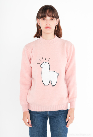 Wholesaler BLEUET DE PARIS - Soft sweater with a llama; Corresponding TU size 38-44.