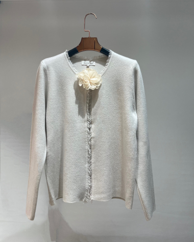 Wholesaler Bluoltre - Cardigan with a tulle flower