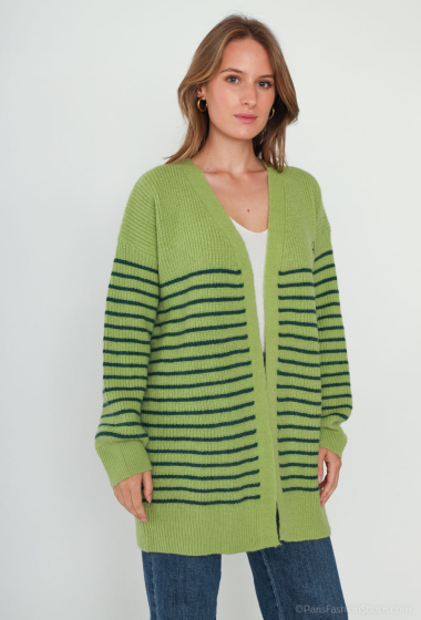 Wholesaler Bluoltre - Striped cardigan with Amour inscription