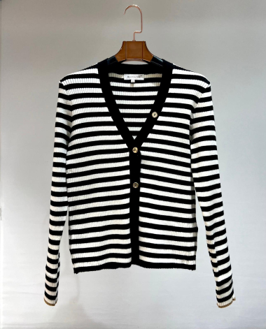 Wholesaler Bluoltre - Striped v-neck cardigan