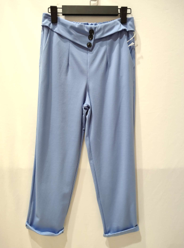 Grossiste Bluoltre - Pantalon arrière élastique à la taille et déco bouton à l'avant