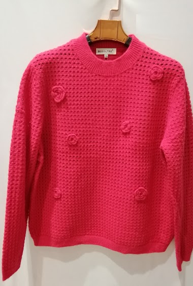 Wholesaler Bluoltre - Openwork sweater with flowers