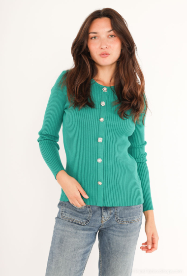 Wholesaler Bluoltre - Striped sweater with buttons on the shoulders