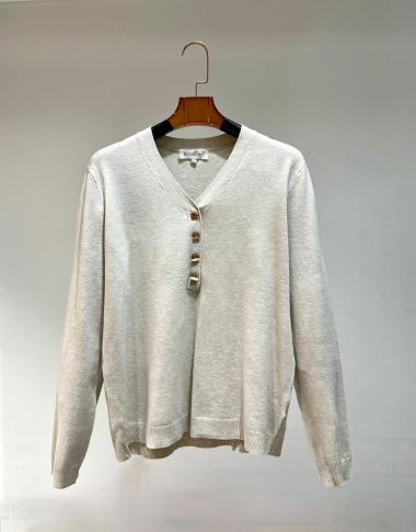 Wholesaler Bluoltre - Ribbed sweater with decorative sleeves