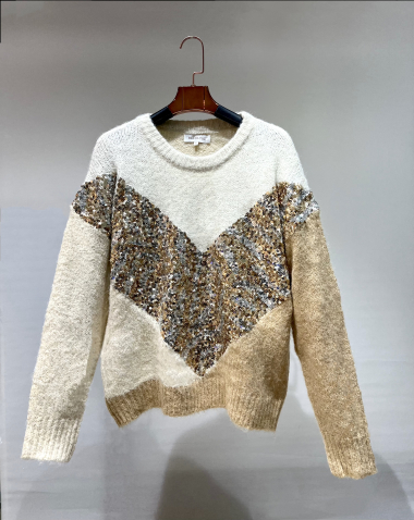Wholesaler Bluoltre - Rhinestone V sweater