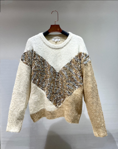 Mayorista Bluoltre - Jersey con escote en V y strass