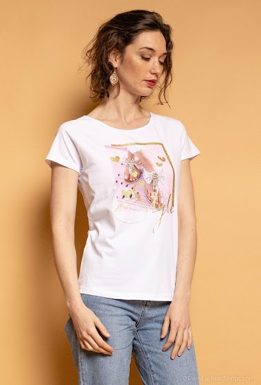 Großhändler Bluoltre - Printed t-shirt with pearls