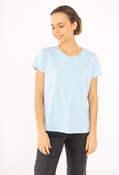 Grossiste Bluoltre - T-shirt basic uni col rond