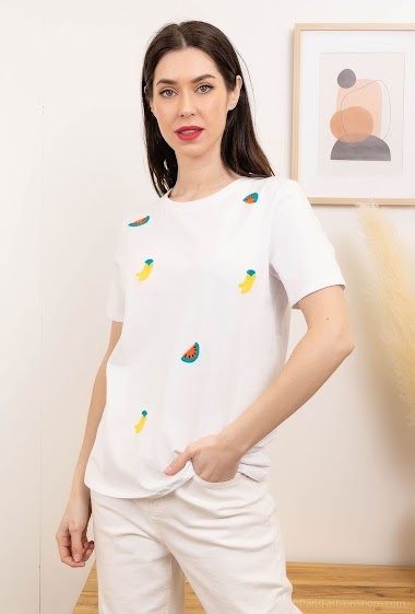 Wholesaler Bluoltre - Embroidered t-shirt