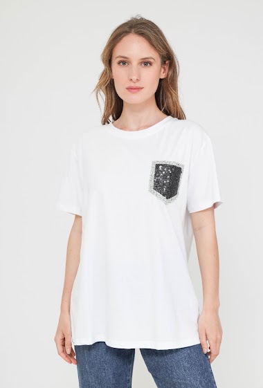 Grossiste Bluoltre - T-shirt imprimé à strass