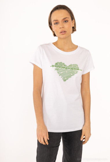 Grossiste Bluoltre - T-shirt imprimé coeur