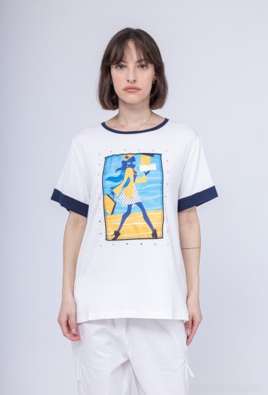Grossiste Bluoltre - T-shirt imprimé strass