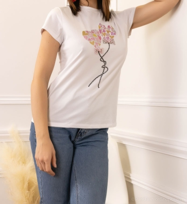 Grossiste Bluoltre - T-shirts avec perle et strass