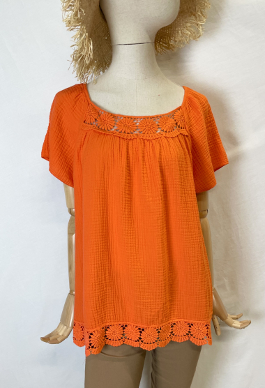 Wholesaler Bobo Glam' - Cotton gauze crochet blouse
