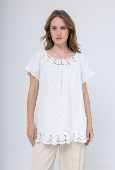 Wholesaler Bobo Glam' - Cotton gauze crochet blouse