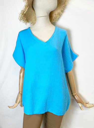 Wholesaler Bobo Glam' - V-neck cotton gauze blouse