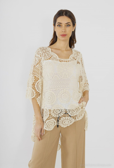 Wholesaler Bobo Glam' - Crochet tunic blouse with tank top