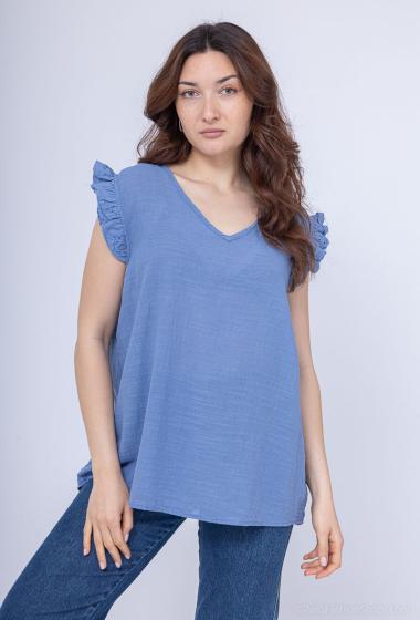 Wholesaler Bobo Glam' - Loose fluid perforated cotton frilly tank top