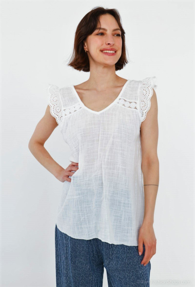 Wholesaler Bobo Glam' - Lace-up cotton tank top with hook detail