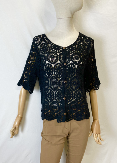 Wholesaler Bobo Glam' - Short Sleeve Buttoned Crochet Vest