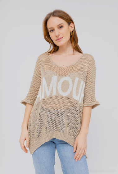 Wholesaler Bobo Glam' - Golden AMOUR openwork knit sweater