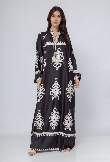Großhändler BOHEM NANA - Bedrucktes Kleid mit langen Ärmeln