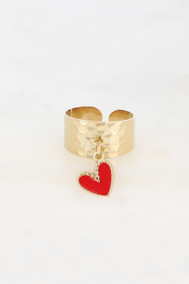 Wholesaler Bohm - Ring - hammered ring & enameled heart tassel