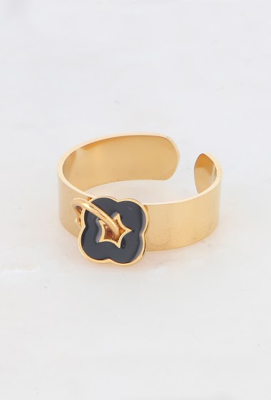 Wholesaler Bohm - Golden Carlo ring with enamel clover